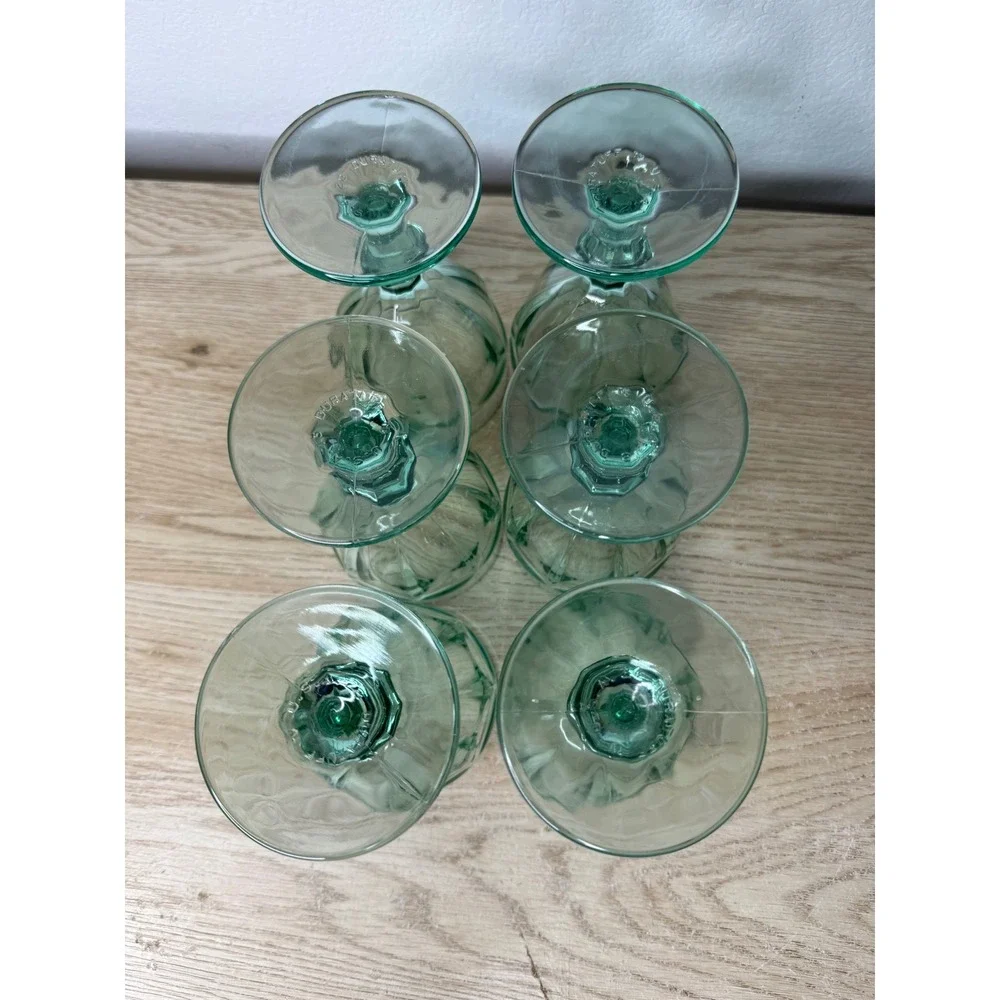 Libbey‎ Duratuff Gibraltar Green Glass Wine Goblets Set of 6 Sage Seafoam 6.75in
